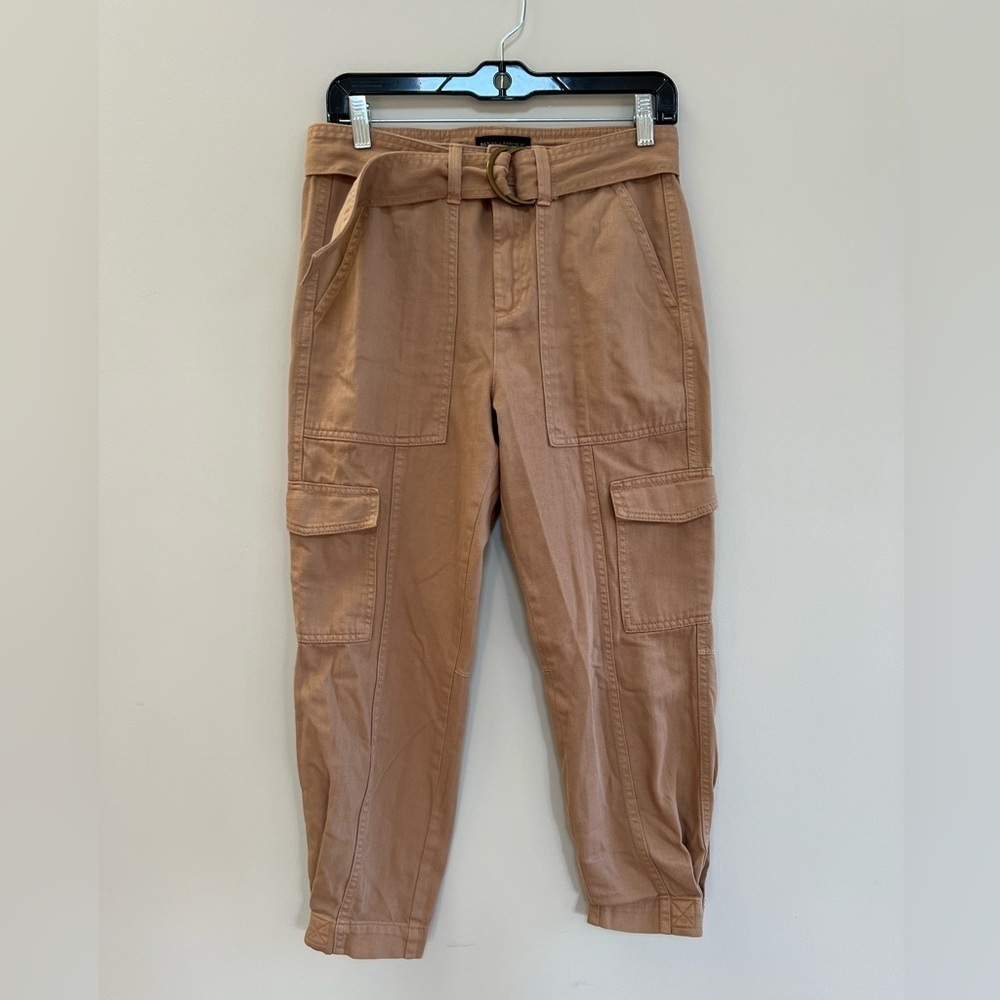 Banana Republic Tapered Twill Utility Surplus Cargo Cropped Pant, Iced Latte, 0